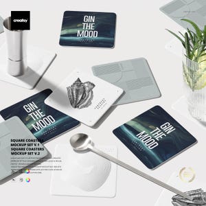 Square Coasters Mockup Set v.1
