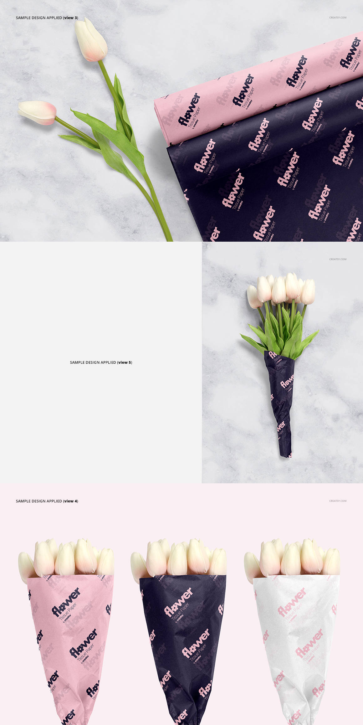 Flower Wrapping Tissue Paper Mockup Set Custom Paper Kraft Etsy