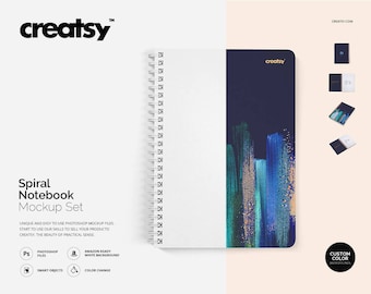 Notebook Mockup Set (square holes) , Textbook Mockup Bundle, College Ruled Notebooks, Notepad template, Personalized Notebook set