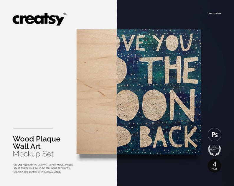 Wood Plaque Wall Art Mockup Set Hanging Image 0