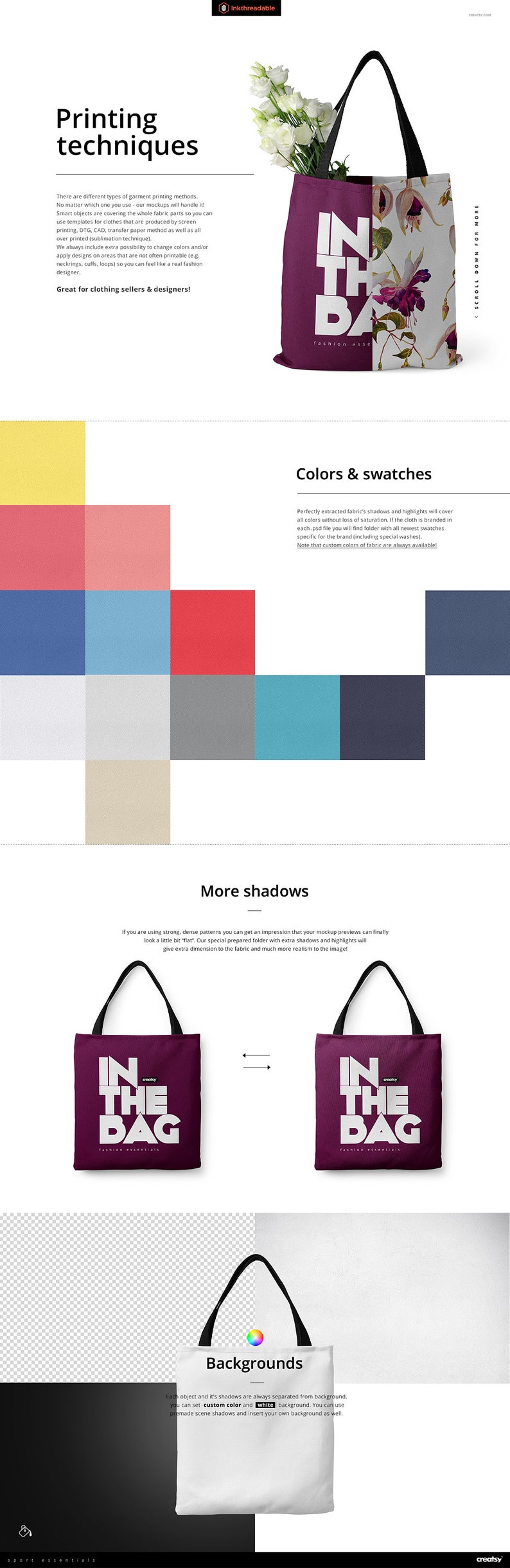 Download Polyester Tote Bag Mockup Set | Etsy