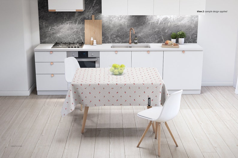 Kitchen Scene Tablecloth Mockup Set, Oilcloth Tempalte, Table Cloth Mockup, Interior Mockup, Kitchen Mockup, Digital image 4