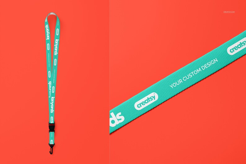 Polyester Lanyard Mockup Set Neck Strap Breakaway Buckle Metal Clip Editable PSD Files image 11