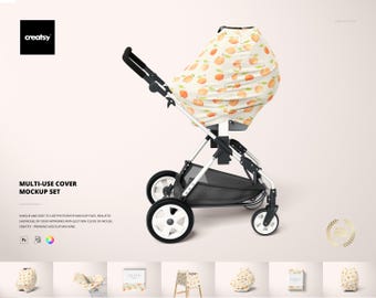 Mockup Set, Baby Cover, Autositz Still Cover Wrap Mockup, Cover Template, personalisierter Cover Mockup Set