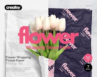 Flower Wrapping Tissue Paper Mockup Set, Custom Paper, Kraft Paper, Paper Roll, Custom Template