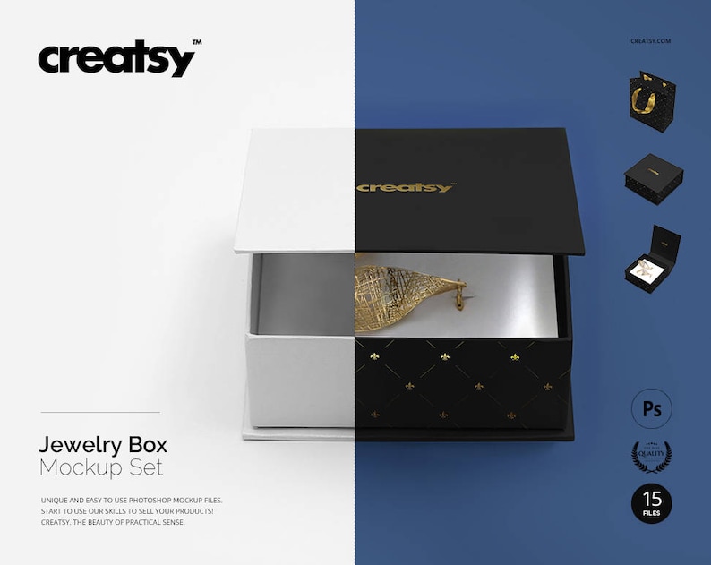 Download Jewelry Box Mockup Set For Earrings Jewelry Bag Template ...