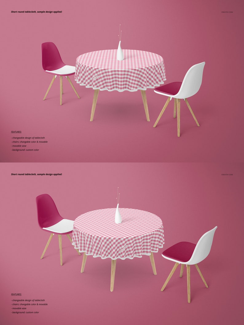 Download Round Tablecloth Mockup Set Tablecloth Template Custom | Etsy