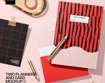 Two Planners and Card Mockup