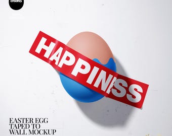 Easter Egg Taped to Wall PSD Mockup for Seasonal Artwork