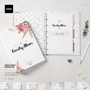 Family Book Mockup Set Hardcover Album Ringbound Pages Cover Template PSD