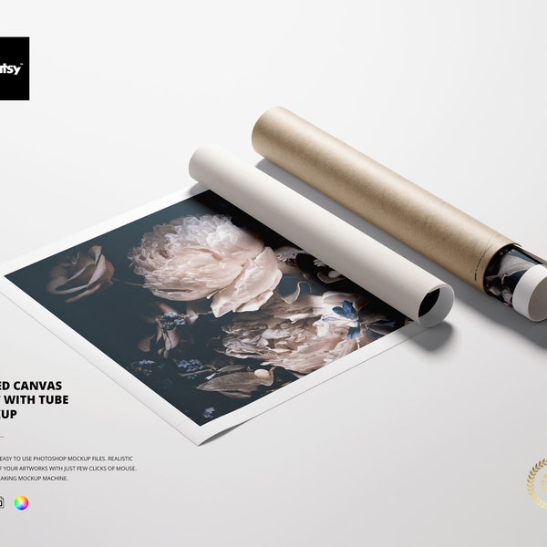 Rolled Canvas Print with Tube Mockup