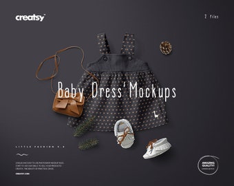 Baby Dress Mockup Set 3 (Little Fashion Series: VOL.8), Kids Dress Template, Girl Dress Template, Custom Girls Dresses Dress Mockup