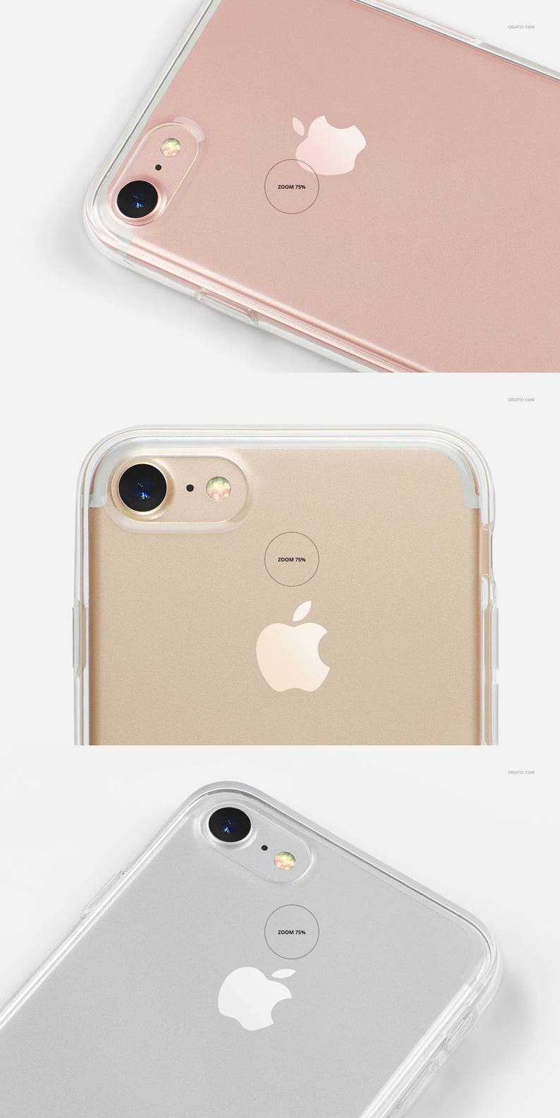 iPhone 7 Clear Case Mockup Set, Clear iPhone Case in hand, Transparent Mockup Bundle, Many Views, iPhone 7 Silicone Case Mockup, Template image 7