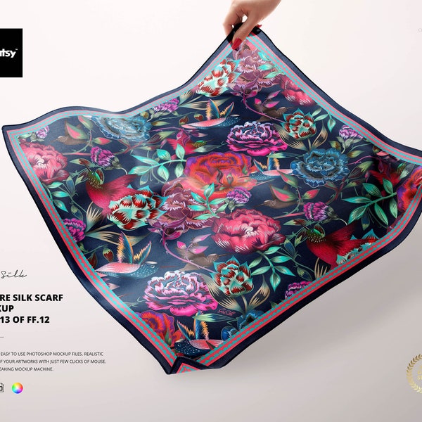 Square Silk Scarf Mockup Set (13FFv.12)