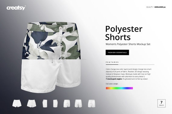 Womens Polyester Shorts Mockup Set Shorts Template Ghosted Etsy
