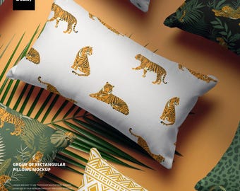 長方形の枕のグループのモックアップ