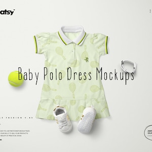 Baby Polo Kleid Mockup Set (Little Fashion Series: VOL.45), Polo Dress Template