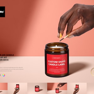 Amber Jar Candle Mockup Set - Cotton Wick
