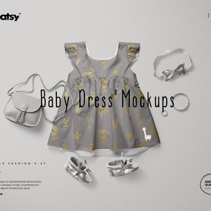 Baby Dress Mockup Set 9 (Little Fashion Series), Dress Template, Baby Girl Dress Mockup