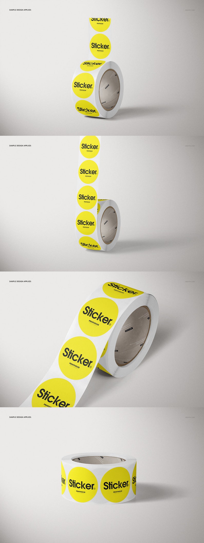 Round Roll Stickers Mockup Set