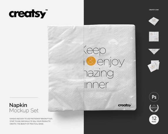 Download Napkin Mockup Set Custom Napkins Napkin Template Serviette Etsy