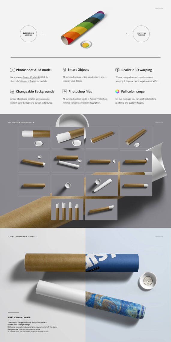 Download Mailing Tube Mockup Set Paper Tube Packing Box Paper Etsy