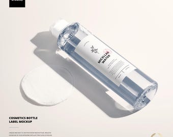 Maqueta de etiqueta de botella de cosméticos
