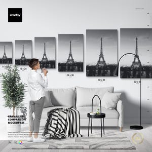 Ensemble de comparaison de tailles d'impression sur toile