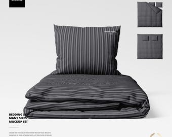 Bedding Set Many Sizes Mockup Set