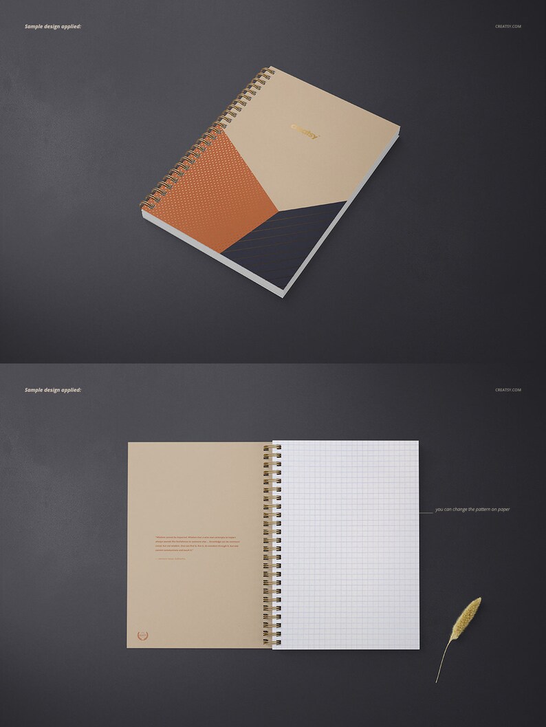 A5 Spiral Notebook Mockup Set square holes square corners