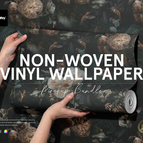 Non-woven Vinyl Wallpaper Mockup Bundle