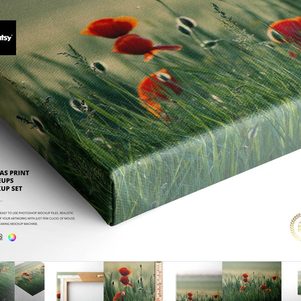 Canvas Print Closeups Mockup Bundle