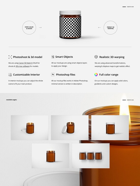 Download Amber Jar Candle Mockup Set Candle Mockup Candle Temaplte Etsy PSD Mockup Templates