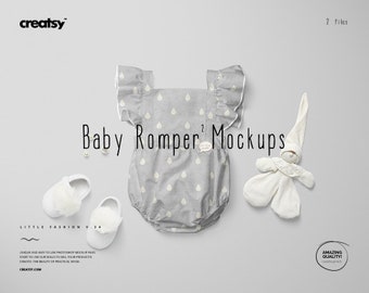 Baby Romper 2 Mockup Set (Little Fashion Series: VOL.34), Bodysuit Tempalte