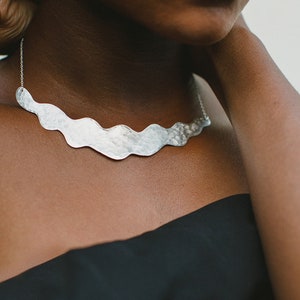 FINALIST of Etsy Design Awards // Necklace Silver Wave Collar ENARMOURED image 2
