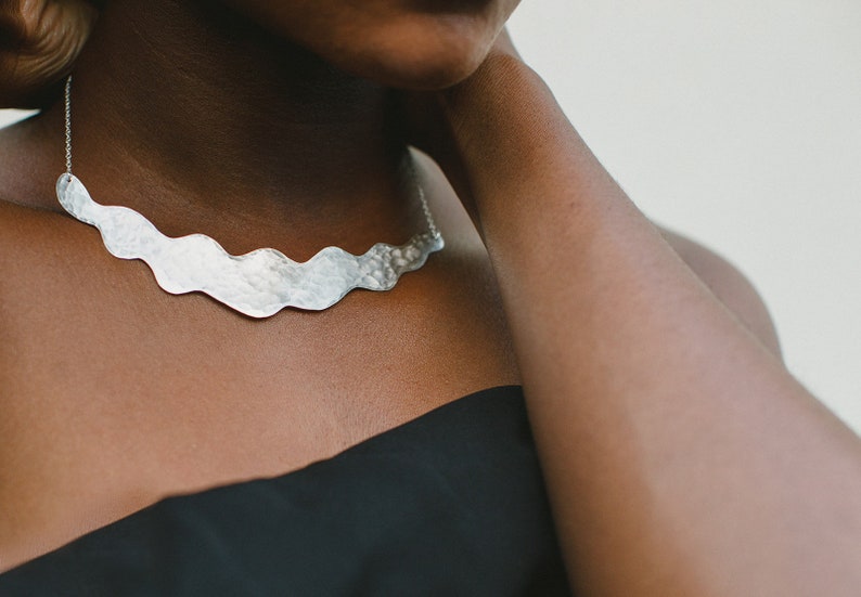 FINALIST of Etsy Design Awards // Necklace Silver Wave Collar ENARMOURED image 2
