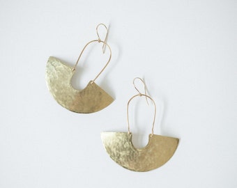 Earring Brass - Goddess Shield Textured - ENARMOURED