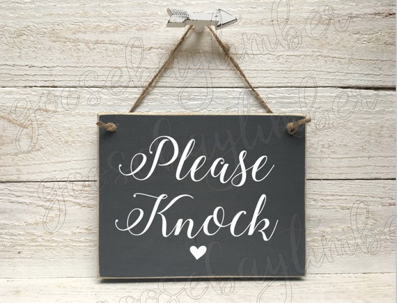 Please Knock Sign Knock Sign Please Knock Door Sign Door Hanger Sign Front Door Sign Door Knocker Door Hanger Please Knock Wood Sign