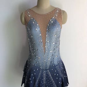 Figure Skate Dress-Customized Figure Skating Dress- Ice Skating Costume- Blue Skating Dress