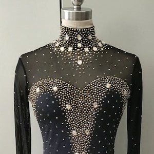 Black Long Sleeves Skating Dress- Figure Skating dress made to fit- Elegant Ice skating dress