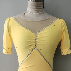 Yellow Skating Costume with Made in Canada- Made to fit Figure Skate Dress- Ice Skating Costume- Competition Skating Dress- Ice dance Dress