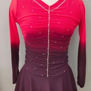 Abito da pattinaggio rosso a maniche lunghe - Vestito da pattinaggio su ghiaccio a prezzi accessibili - Abito da pattinaggio artistico personalizzabile