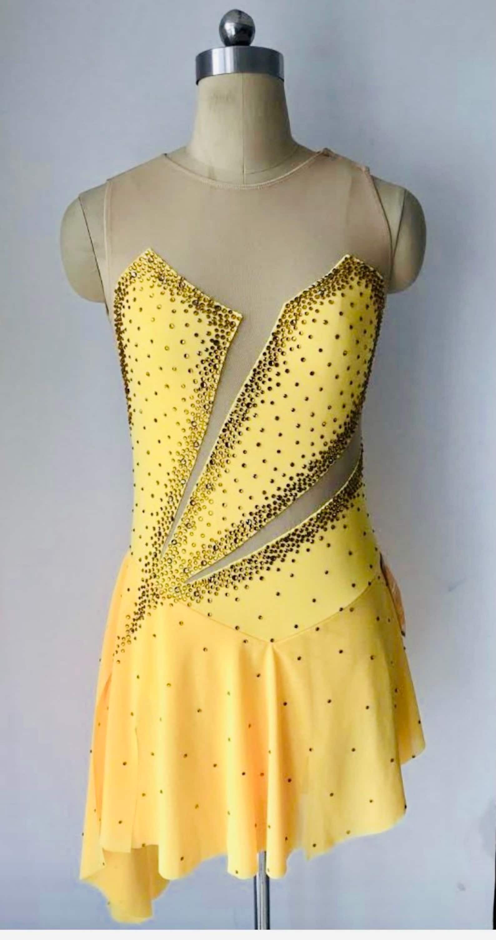 Yellow Skating Dress with Made in Canada Made to fit Figure Etsy