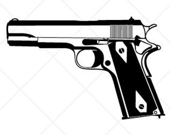 Detailed Colt M1911 Handgun-Gun Clipart-Vector Clip Art Graphics-Digital Download-Cut Ready Files-CNC-Vinyl Sign Design-eps, ai, svg,dxf,png