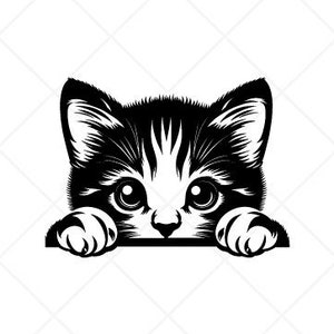 Gluren Kitten SVG Clipart-Cute Cat Face Head Vector Clip Art-Digital Download-Cut Files voor silhouet of Cricut-Sign Design - png, dxf, eps