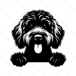 Goldendoodle SVG Peeking Dog Clipart-Vector Clip Art-Digital Download-Silhouette Cut Files-Cricut Vinyl Sign Design -png, dxf, eps, ai, pdf