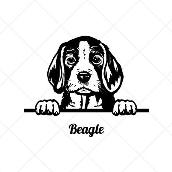 Peeking Beagle Puppy Dog Clipart-Vector Clip Art Graphics Download-Cut Ready Files-CNC-Logo-Vinyl Sign Design -eps, ai, svg, dxf, png, pdf