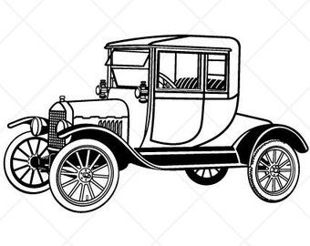 Ford Model-T Highboy vintagebil Clipart - vektor Clip Art-grafik - digitala klippklara filer - CNC-logotyp - vinylskyltdesign - eps, ai, svg, dxf, pdf