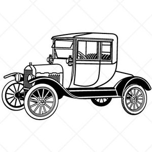 Ford Model-T Highboy Vintage Car Clipart - ClipArt vettoriali grafica-Digital Cut Ready File-CNC-Logo-Vinyl Sign Design-eps, ai, svg, dxf, pdf