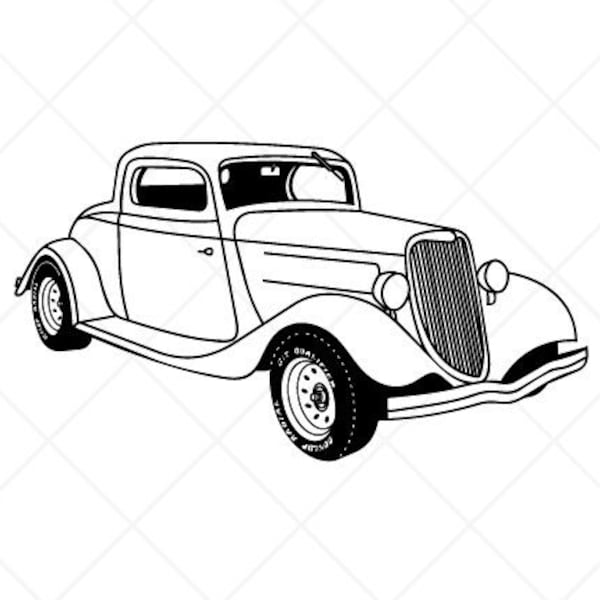 1934 Ford Hot Rod Clipart -Vector Clip Art Graphics-Digital Download-Cut Ready Files-CNC-Logo-Vinyl Sign Design -eps, ai, svg, dxf, png, pdf